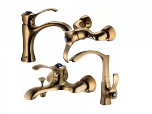 ست چهار تکه شیرآلات درخشان مدل رزکات طلایی مات