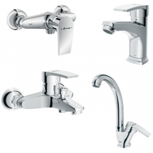 ست 4 تکه شیرآلات شودر مدل اطلس تو پلاس کروم