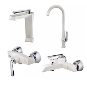 ست چهار تکه شیرآلات درخشان مدل برک سفید