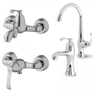 ست 4 تکه شیرآلات شودر مدل کلاسیک کروم