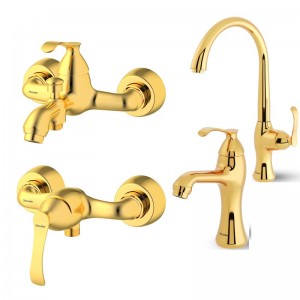 ست 4 تکه شیرآلات شودر مدل کلاسیک طلا