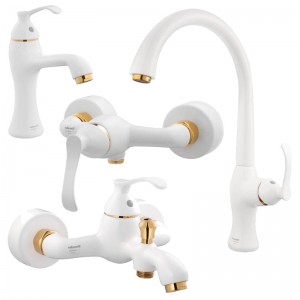 ست 4 تکه شیرآلات شودر مدل کلاسیک شیری طلا