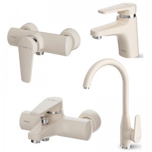 ست 4 تکه شیرآلات شودر مدل لیون شیری کروم