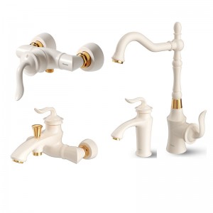 ست 4 تکه شیرآلات شودر مدل لوکا شیری طلا