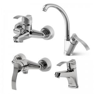 ست 4 تکه شیرآلات شودر مدل اپال کروم