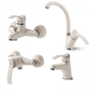 ست 4 تکه شیرآلات شودر مدل اپال شیری کروم