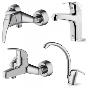 ست 4 تکه شیرآلات شودر مدل اطلس کروم