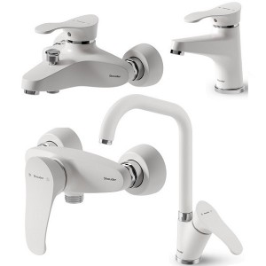 ست 4 تکه شیرآلات شودر مدل لرد سفید کروم