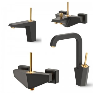 ست 4 تکه شیرآلات شودر مدل تیفانی مشکی طلا