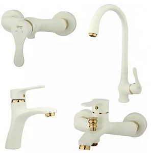 ست چهار تکه شیرآلات راسان مدل صدف سفید