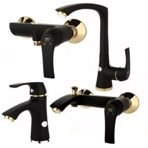 ست 4 تکه شیرآلات راسان مدل لوتوس مشکی