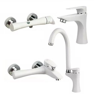 ست 4 تکه شیرآلات راسان مدل آتیس سفید