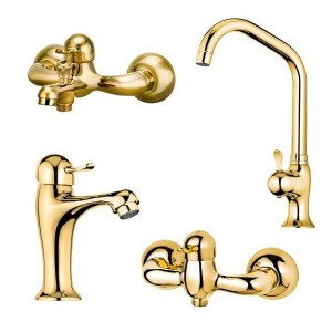 ست 4 تکه شیرآلات کاویان مدل تیدا طلایی