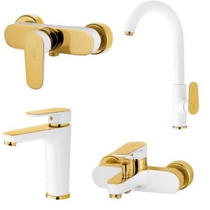 ست 4 تکه شیر آلات کاویان مدل لارا سفید طلا