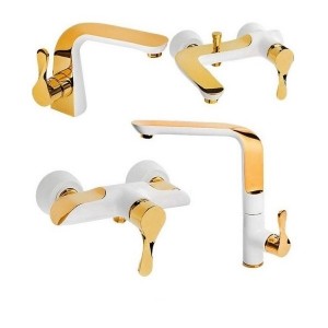 ست 4 تکه شیرآلات KIG مدل فیگارو شیری طلایی