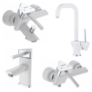 ست 4 تکه شیرآلات کلار مدل برمودا سفید