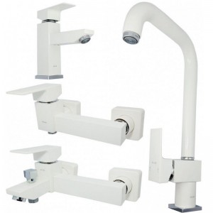 ست 4 تکه شیرآلات کلار مدل فلت سفید