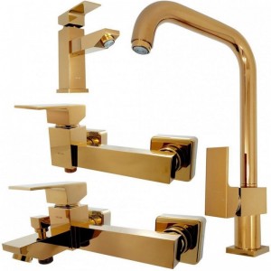 ست 4 تکه شیرآلات کلار مدل فلت طلایی