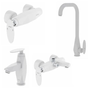 ست 4 تکه شیرآلات کلار مدل برلیان سفید