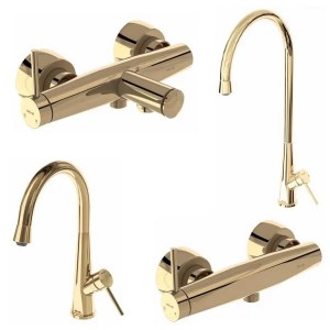 ست 4 تکه شیرآلات کلار مدل رز طلایی