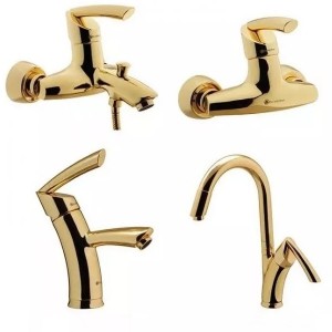 ست چهار تکه شیرآلات درخشان مدل تاپ طلا