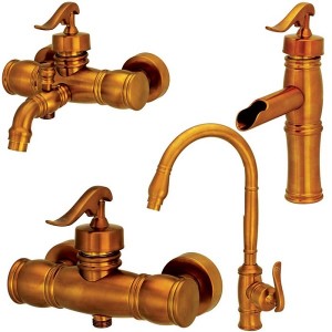 ست 4 تکه شیرآلات کرومات مدل ریور طلامات