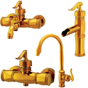 ست 4 تکه شیرآلات کرومات مدل ریور طلایی