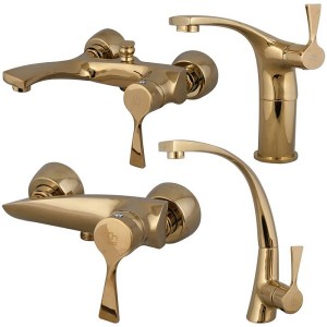 ست 4تیکه شیرالات کرومات مدل مدیا طلایی