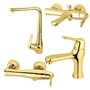 ست 4 تکه شیرآلات کرومات مدل یاتو طلایی