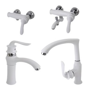 ست 4 تیکه شیرالات کرومات مدل پاریس سفید