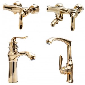 ست 4 تیکه شیرالات کرومات مدل پاریس طلایی