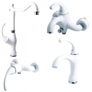 ست 4 تیکه شیرآلات کرومات مدل فابیا سفید