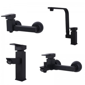 ست 4 تکه شیرآلات اسپیرال مدل فلت مشکی مات