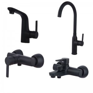 ست 4 تکه شیرآلات اسپیرال مدل ساوانا مشکی مات