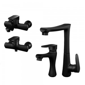 ست 4 تکه شیرآلات اسپیرال مدل زلان مشکی مات