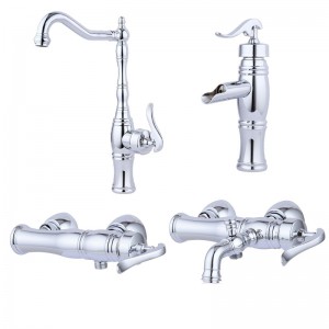 ست 4 تکه شیرآلات اسپیرال مدل باروک کروم