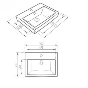 کاسه روشویی روکابینتی مروارید مدل ولگا 55