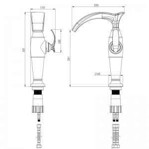 شیر روشویی پایه بلند شودر مدل گلوریس