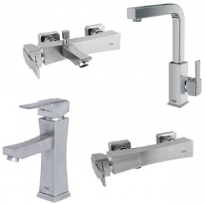 ست 4 تکه شیرآلات شودر مدل ایمپرو کروم مات