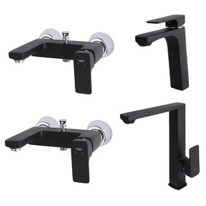 ست 4 تکه شیرآلات راسان مدل گارنت مشکی