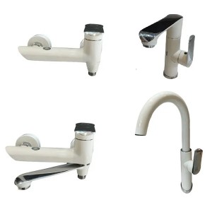 ست 4 تکه شیرآلات راسان مدل دینو شیری کروم