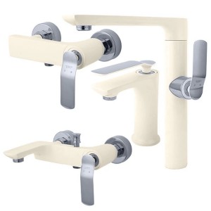 ست 4 تکه شیرآلات راسان مدل آوات شیری طلایی