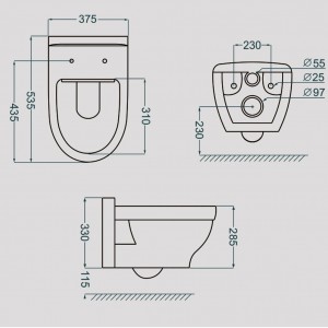 توالت والهنگ گلسار مدل کلین