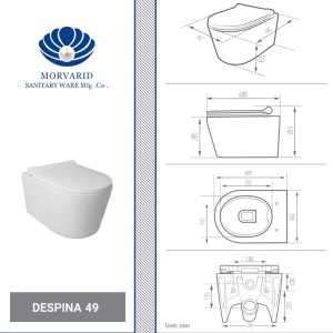 توالت فرنگی دیواری (والهنگ) مروارید مدل دسپینا
