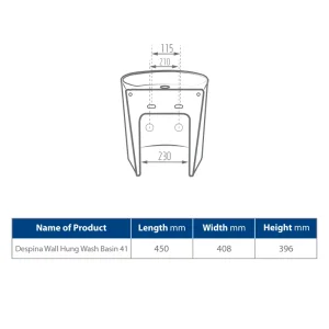 روشویی دیواری مروارید مدل دسپینا