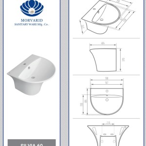 کاسه روشویی پایه سرخود مروارید مدل سیلویا