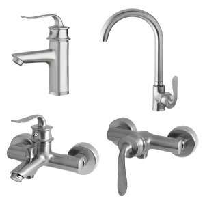 ست 4 تکه شیرآلات البرز روز مدل پروشات کروم مات