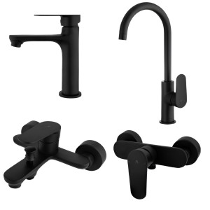 ست 4 تکه شیرآلات البرز روز مدل ونتو مشکی