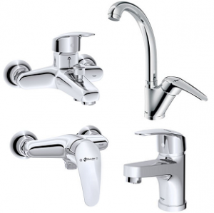 ست 4 تکه شیرآلات شودر مدل سان کروم