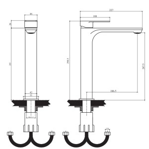 شیر روشویی پایه بلند البرز روز مدل ونتو